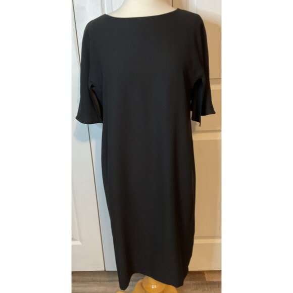 Chico’s Lined Black Dress Split Ruffle Sleeve Chico’s Size 1 US Medium - Picture 1 of 6